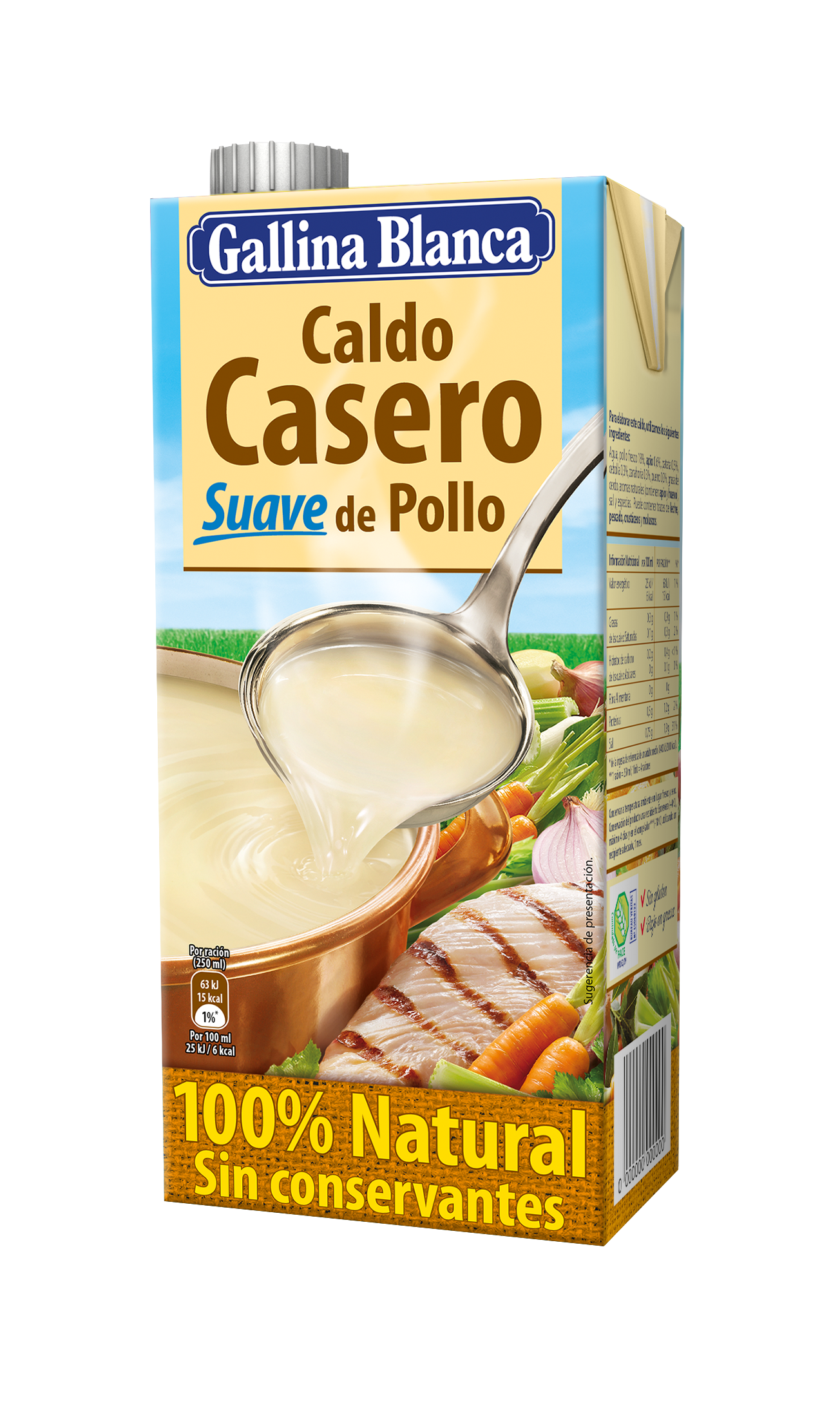 Caldo Casero Suave de Pollo 100% Natural