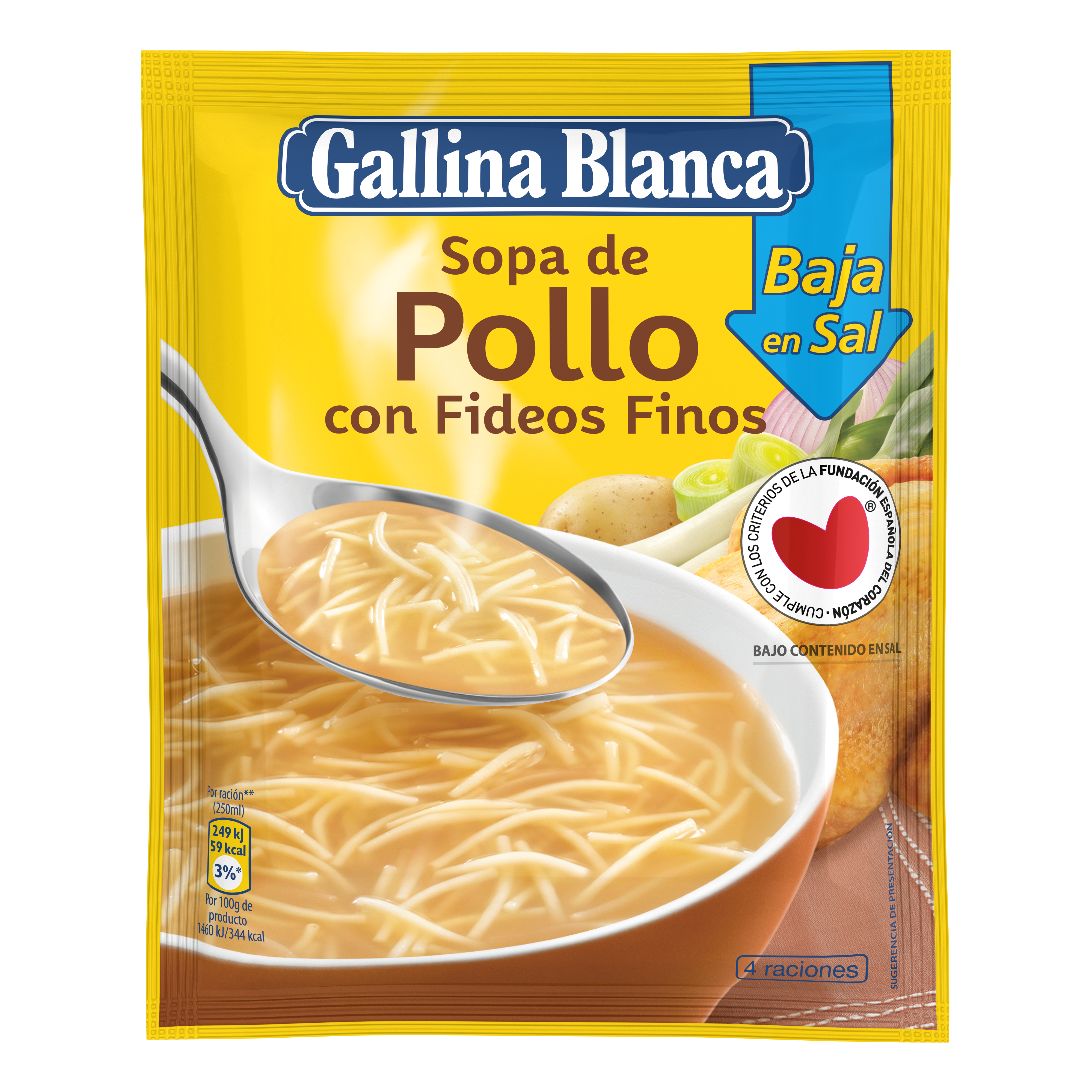 Sopa de Pollo con fideos finos baja en sal y en grasas Sopa de Pollo con fideos finos baja en sal y en grasas