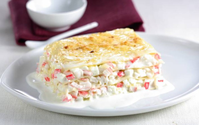 Receta de Lasaña de Cangrejo y Queso fresco