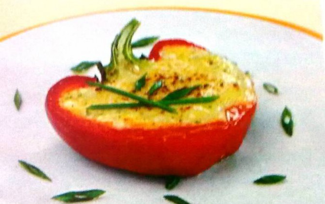 pimientos gratinados a los tres quesos
