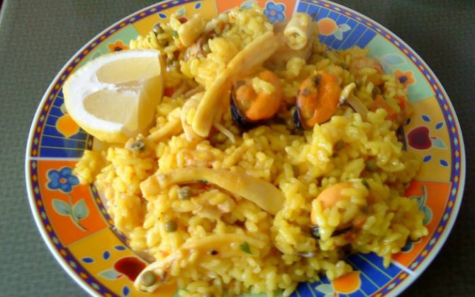 arroz con pollo y mejillones para chao