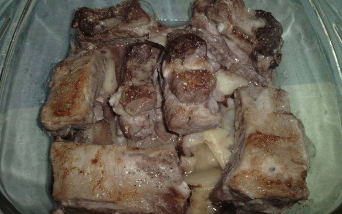 costillas de cerdo al microondas con grill