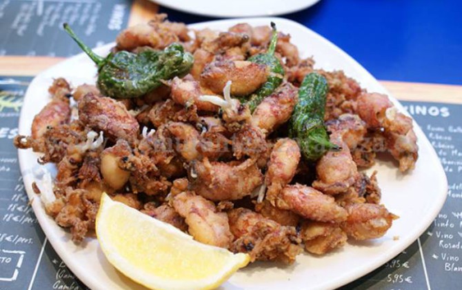 puntillas con pimientos del padrón