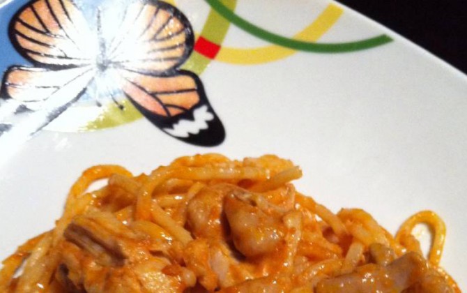 espaguetis con salsa de cerveza