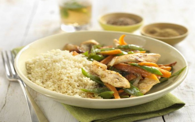Cuscús rápido de pollo y verduritas
