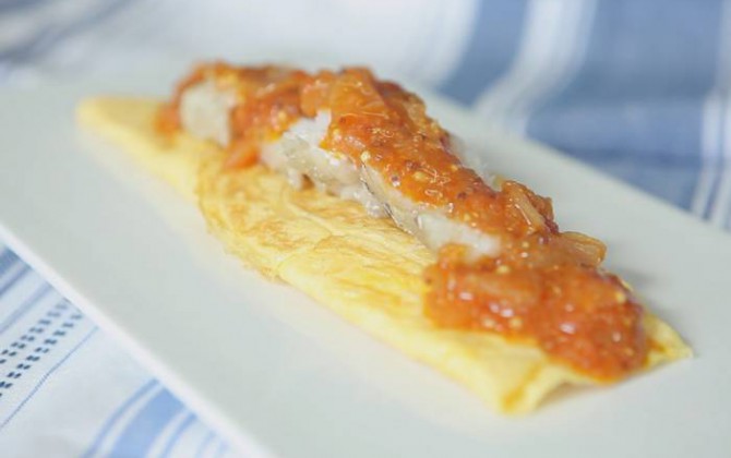 Receta de Tortilla de Bacalao con Tomate