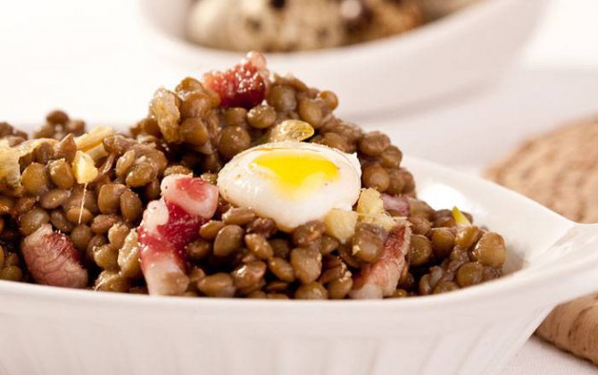 Ensalada tibia de lentejas