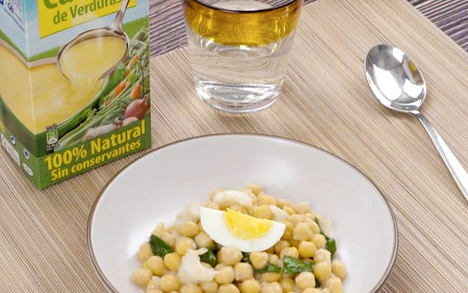 Garbanzos con acelgas y bacalao con producto