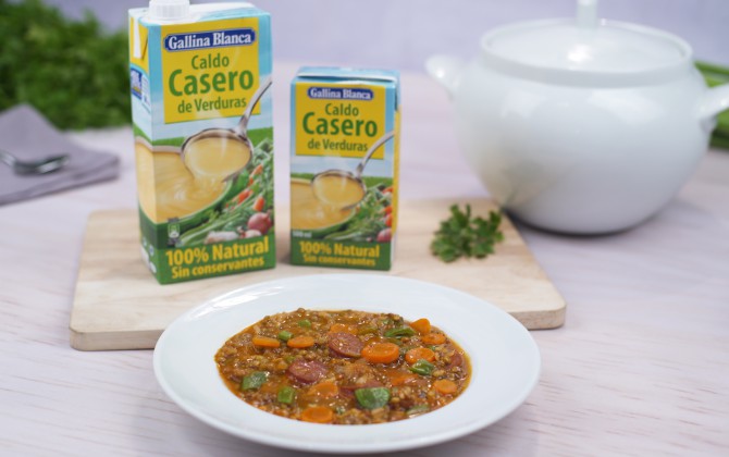Lentejas con arroz y verduras