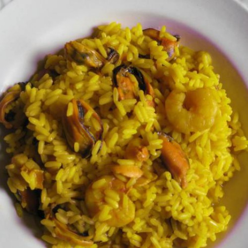 arroz con mejillones y gambas light