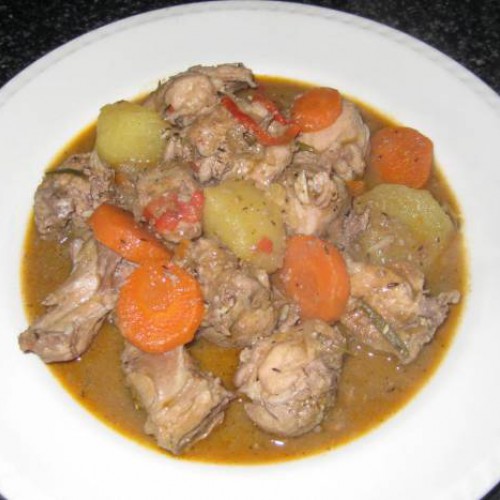 conejo en salsa de higado al vino tinto