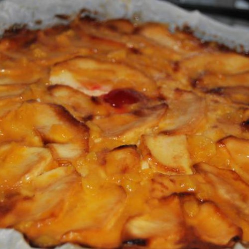 tarta de manzana con  flan