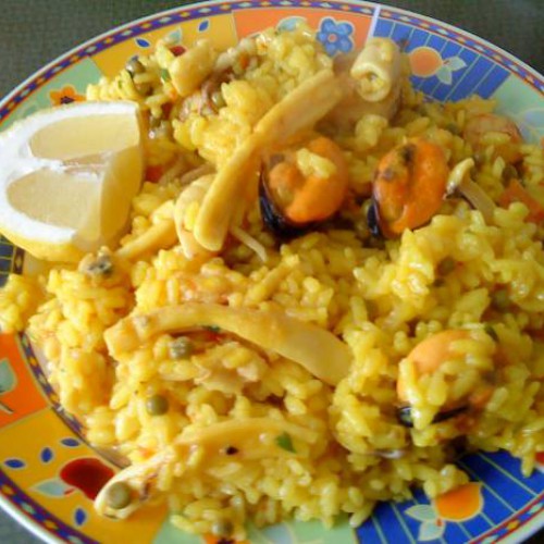 arroz con pollo y mejillones para chao