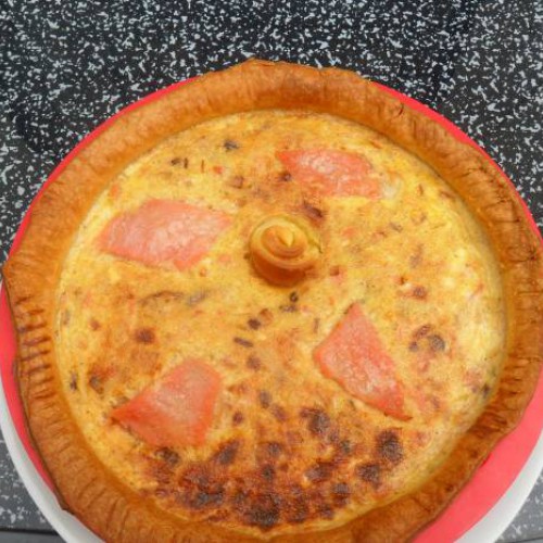 tarta de puerro y salmón