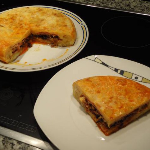 tortilla rellena de picadillo de chorizo