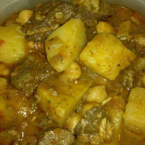 ternera guisada con garbanzos