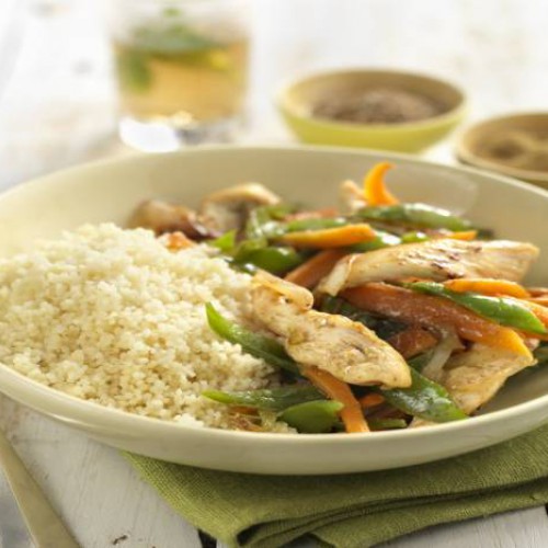 Cuscús rápido de pollo y verduritas