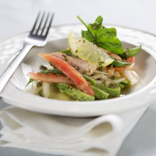 judias verdes con pechuga de pollo ensalada