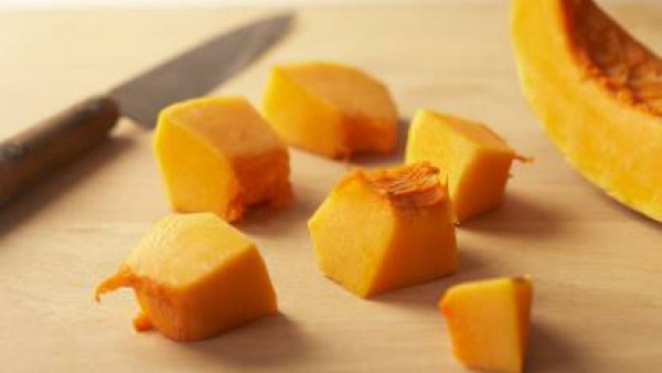 Primer paso crema de calabaza con bacon