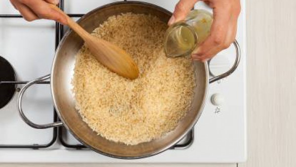 Primer paso risotto con crema de alcachofa