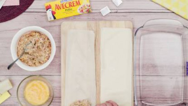 Segundo paso triángulos de queso y bacon