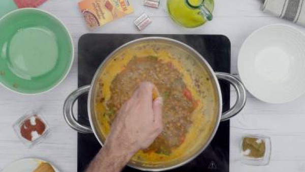 Tercer paso lentejas con verduras y chorizo