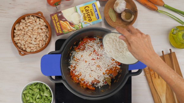 Tercer paso alubias con arroz y verduras