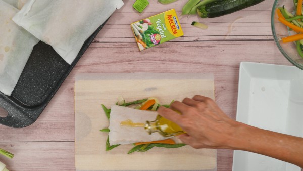 Merluza en papillote con verduras Paso 2