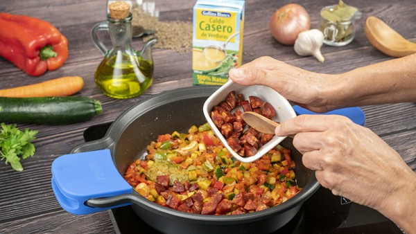 Lentejas con verduras y chorizo Paso 1